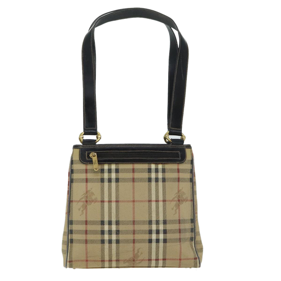 BURBERRY Nova Check Hand Bag PVC Beige Auth 93887 - Picture 3 of 16